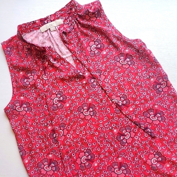 Loft Pink Sleeveless Floral Tank S - Picture 1 of 4
